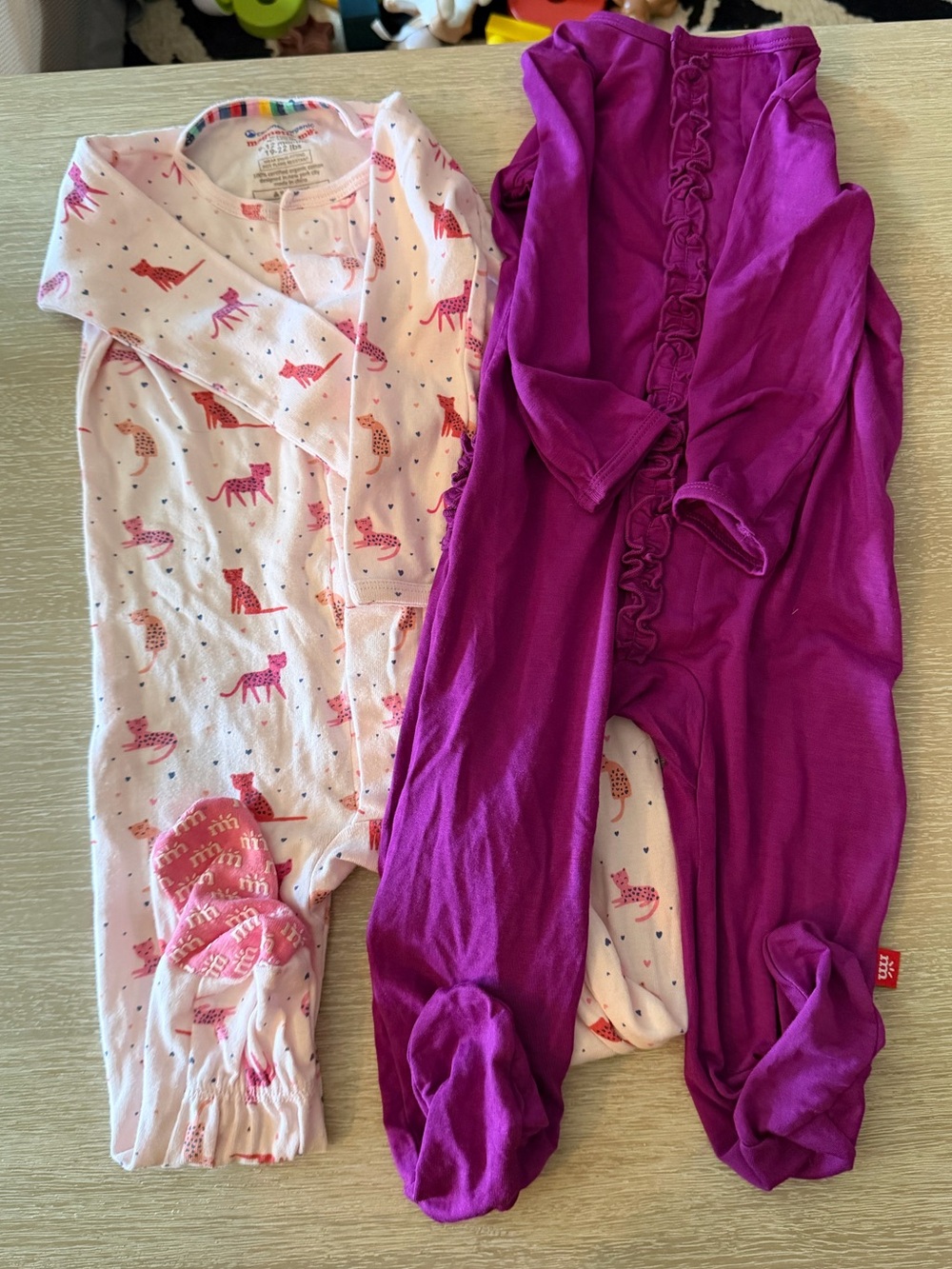 Bundle of 2 Magnetic Me Footed Pajamas size 6-9 month and 9-12 month